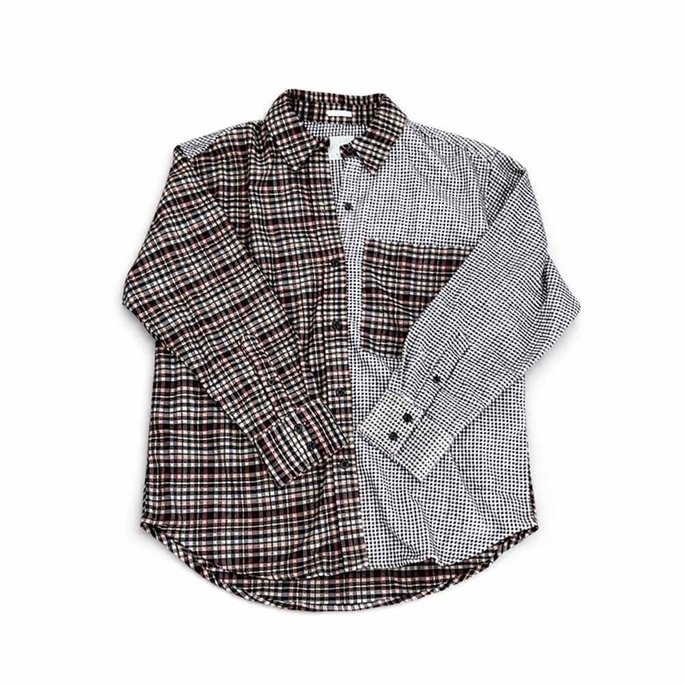 Abercrombie & Fitch Black and Brown Plaid Button Down Shirt